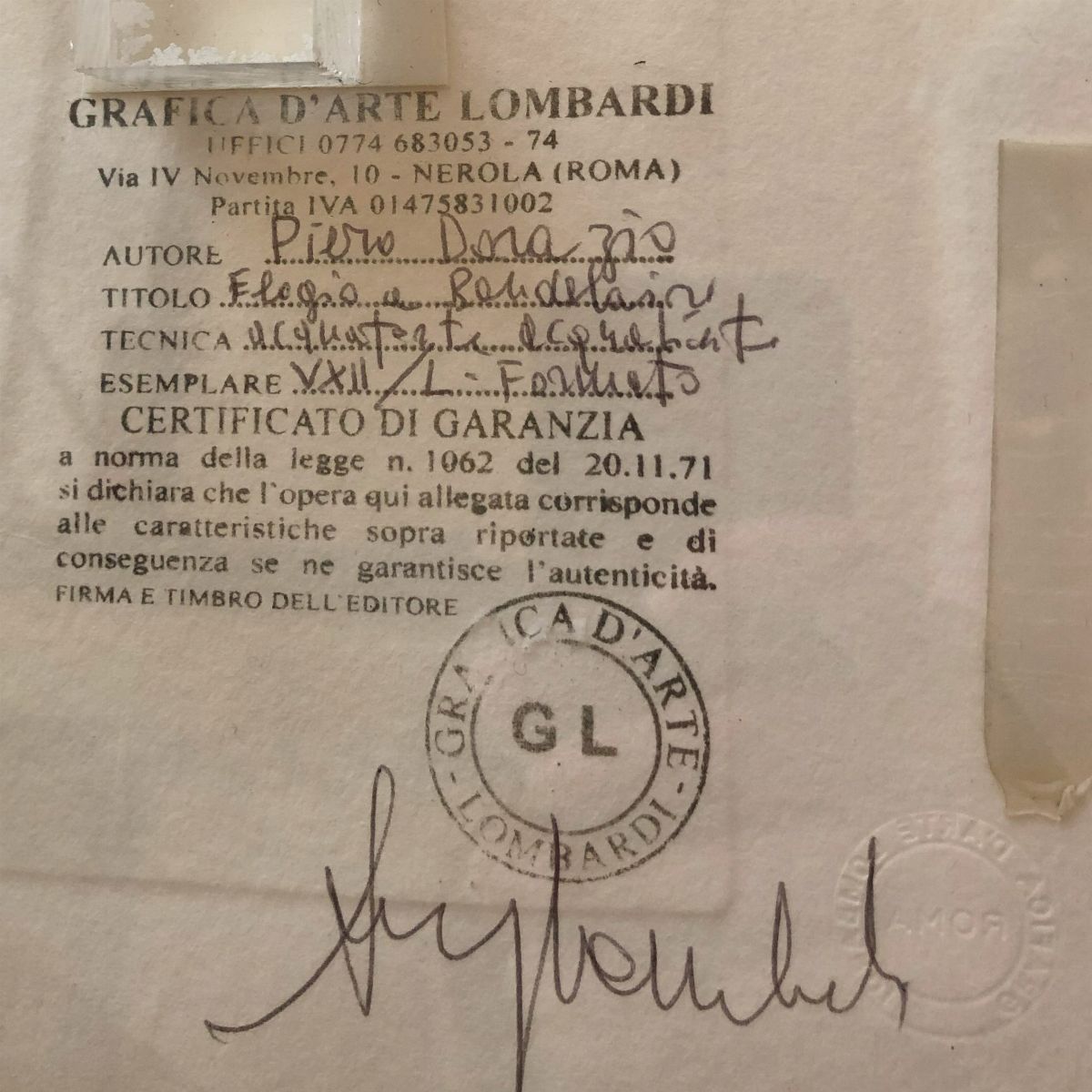 "Elogio a Baudelaire 1993", lotto di due acqueforti - acquetinte su carta, multipli XVII/L