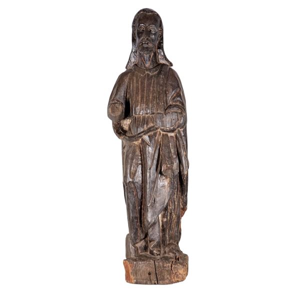 "Christ", ancient sculpture in patinated wood