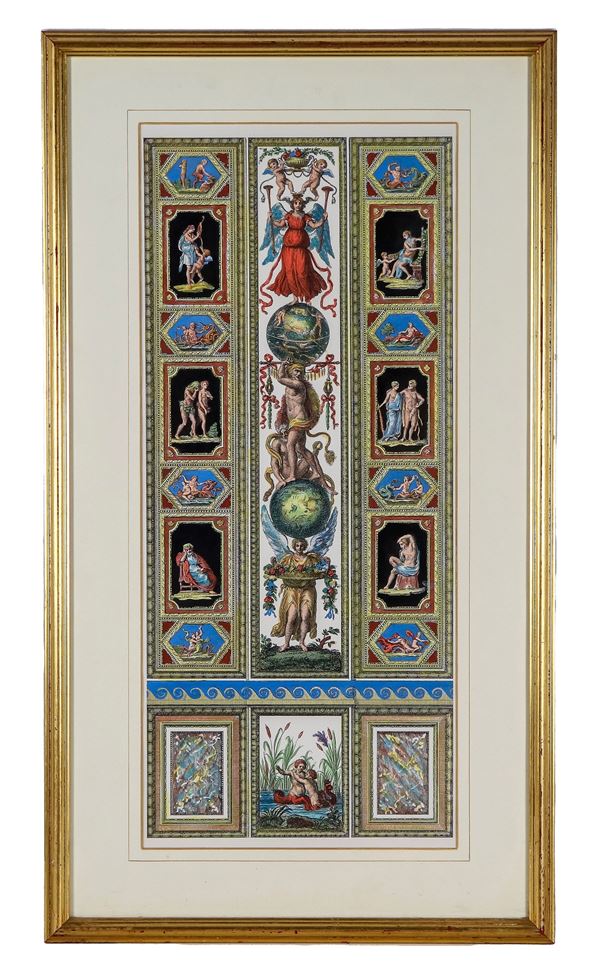Color print "Allegory of Pompeian figures and volutes"