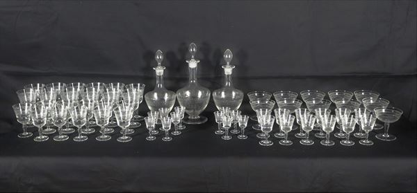 Set of crystal glasses engraved with palmette motifs (60 pcs)