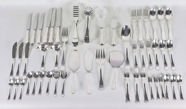 Chiseled silver cutlery set (194 pcs), gr. 8910