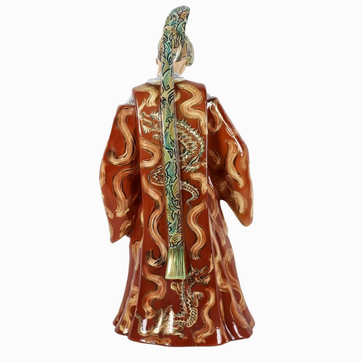 Scultura "Imperatore" in terracotta maiolicata, decorata in policromia sotto vernice. Firmata Cer...