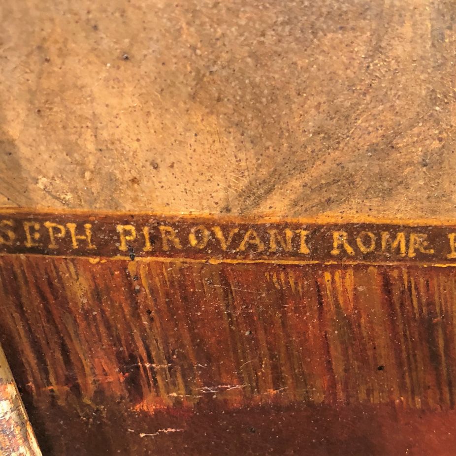 Firmato Joseph Pirovani Romae P. "Beato Bonaventura da Potenza", pregevole dipinto ad olio su tel...