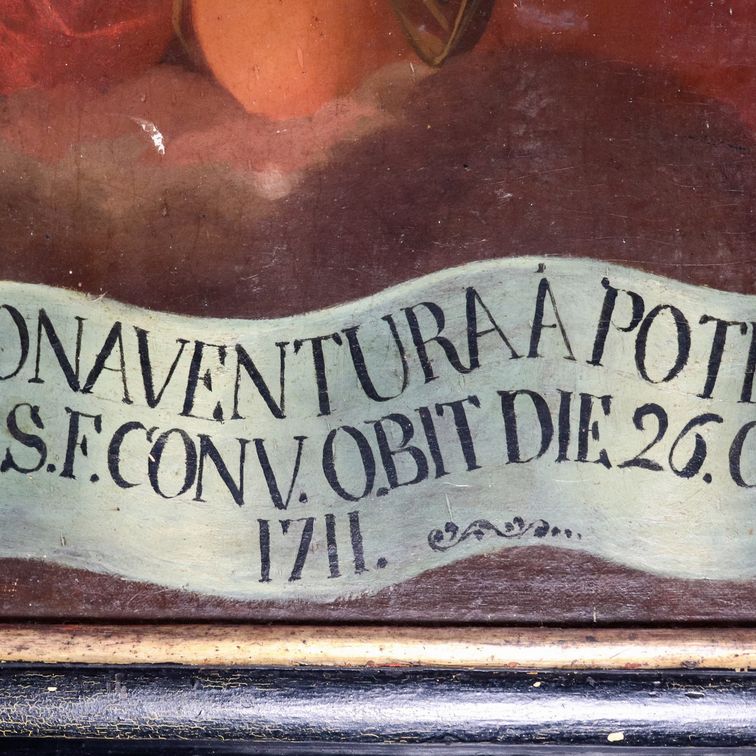 Firmato Joseph Pirovani Romae P. "Beato Bonaventura da Potenza", pregevole dipinto ad olio su tel...