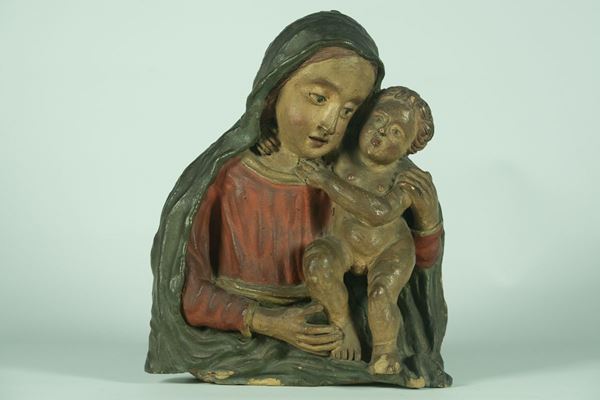 Scultura policroma &quot;Madonna con Bambino&quot;