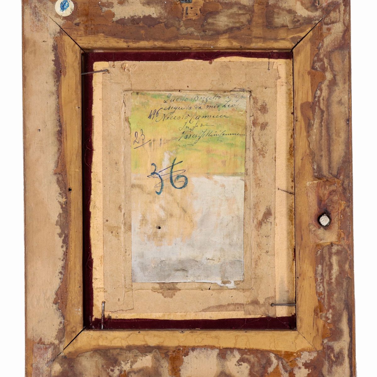 "Casa collinare", piccolo bozzetto dipinto ad olio su compensato