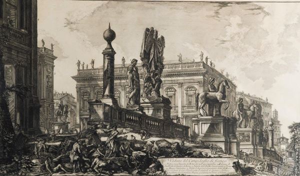 Engraving &quot;View of the Capitol with characters&quot;