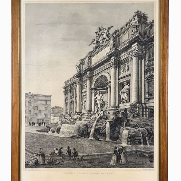 Stampa "Veduta della Fontana di Trevi"