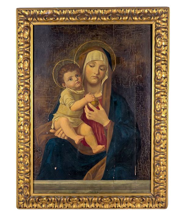 Scuola Italiana XIX Secolo - "The Madonna of the apple", oil painting on panel