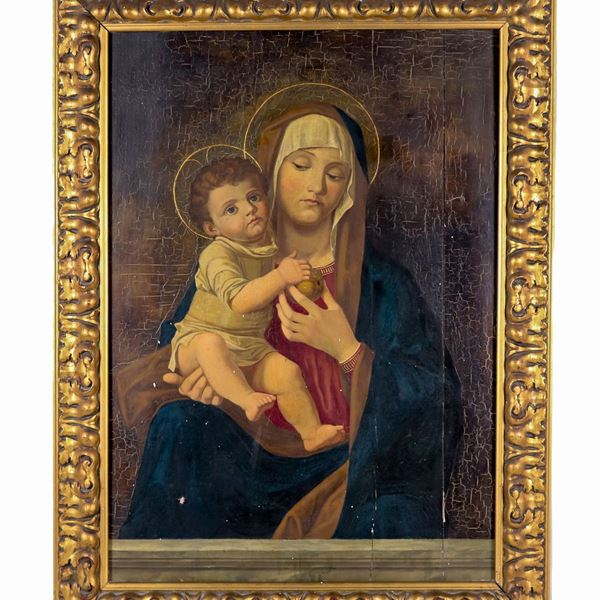 Scuola Italiana XIX Secolo - "The Madonna of the apple", oil painting on panel