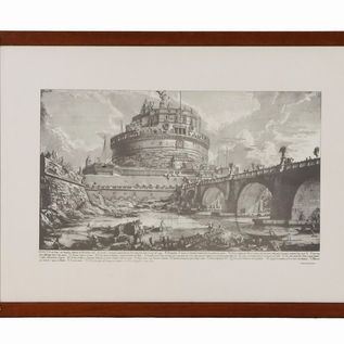 Lot of three prints "San Pietro, Castel Sant'Angelo and the Spanish Steps"