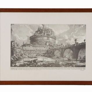 Lotto di tre stampe "San Pietro, Castel Sant'Angelo e Piazza di Spagna"