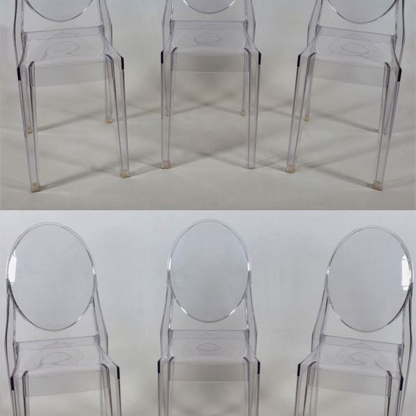 Lot of six Victoria Ghost chairs, design Starck by Kartell, in polycarbonate