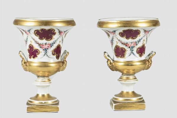 Pair of French Empire period crater vases