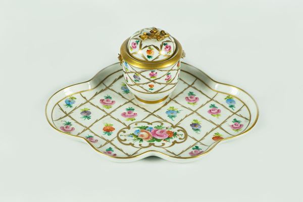 Limoges porcelain inkwell