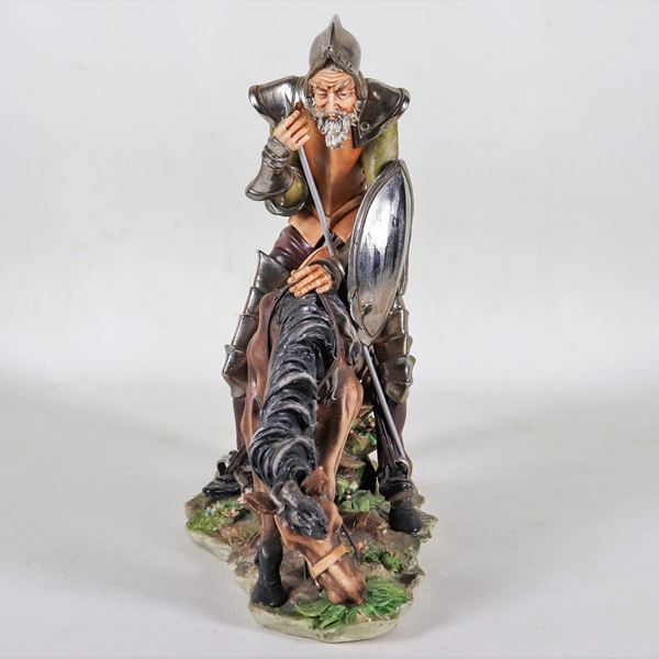 "Don Chisciotte", scultura in porcellana policroma Capodimonte 