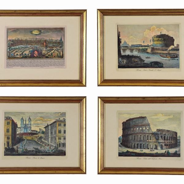 Lot of four color prints "Views of Rome"