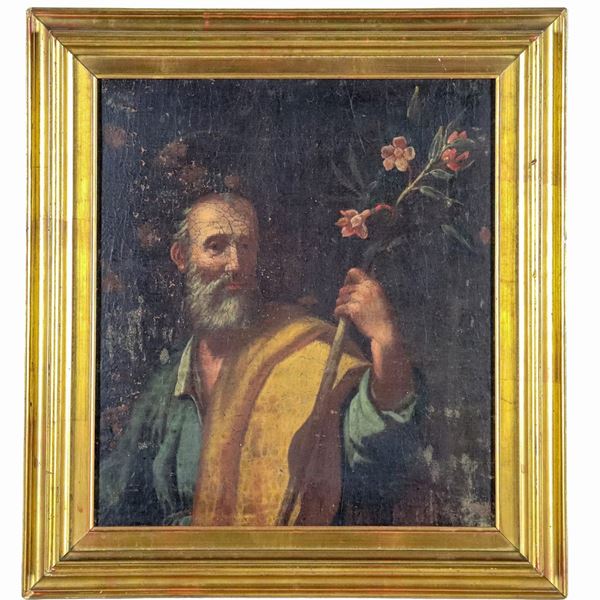 Pittore Italiano Inizio XVIII Secolo - "San Giuseppe", dipinto ad olio su tela