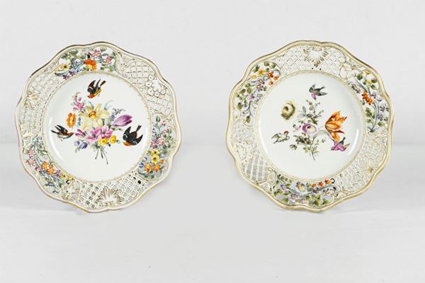 Two Augustus Rex and Meissen porcelain plates