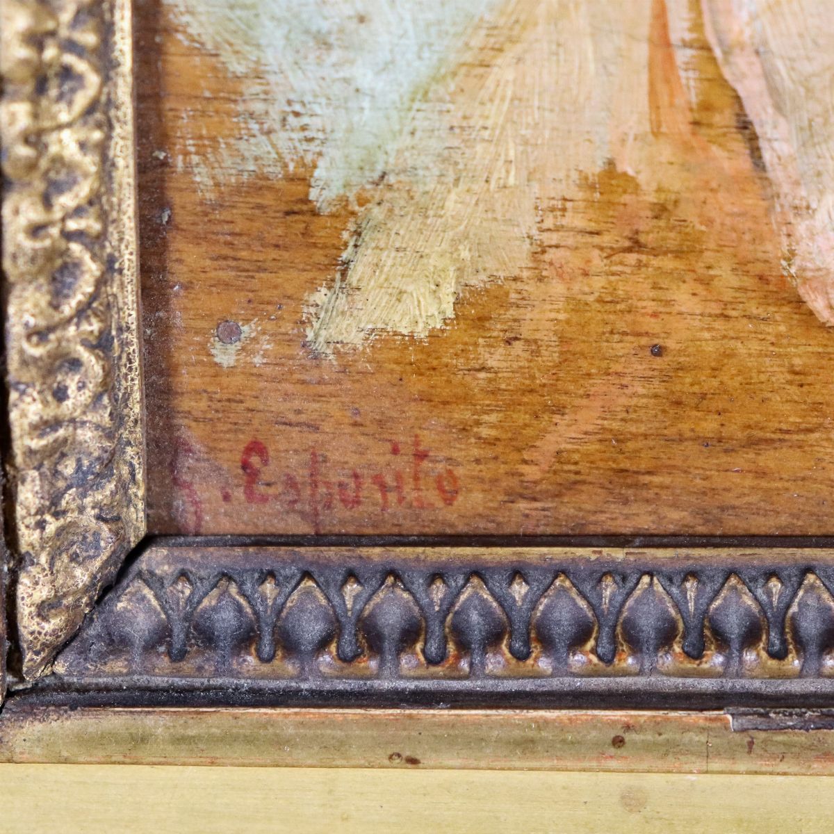 "Ritratto di giovane donna con collana", piccolo dipinto ad olio su tavoletta. Reca la firma di G...