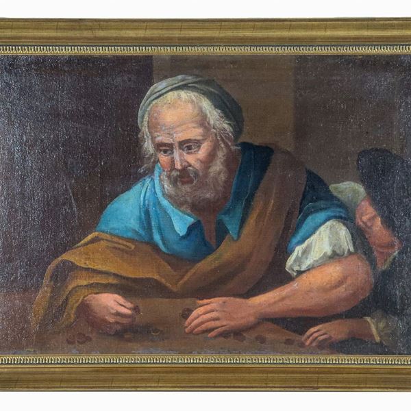 Scuola Italiana Fine XVII Secolo - "L'avaro", dipinto ad olio su tela