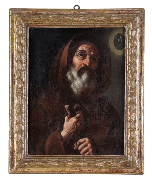 Pittore Italiano Fine XVII - Inizio XVIII Secolo - "San Francesco da Paola", oil painting on canvas of excellent pictorial execution