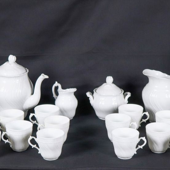 Servizio da caffè in porcellana bianca "Vecchio Ginori" (22 pz)