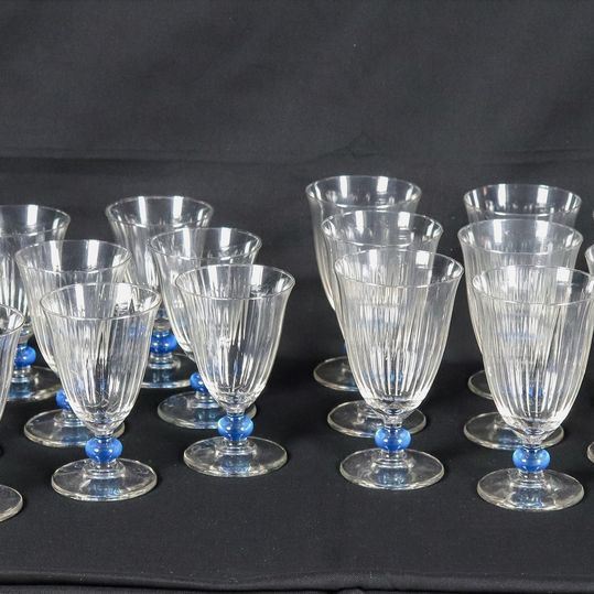 Servizio di bicchieri a calice in cristallo con stelo in blu (24 pz)