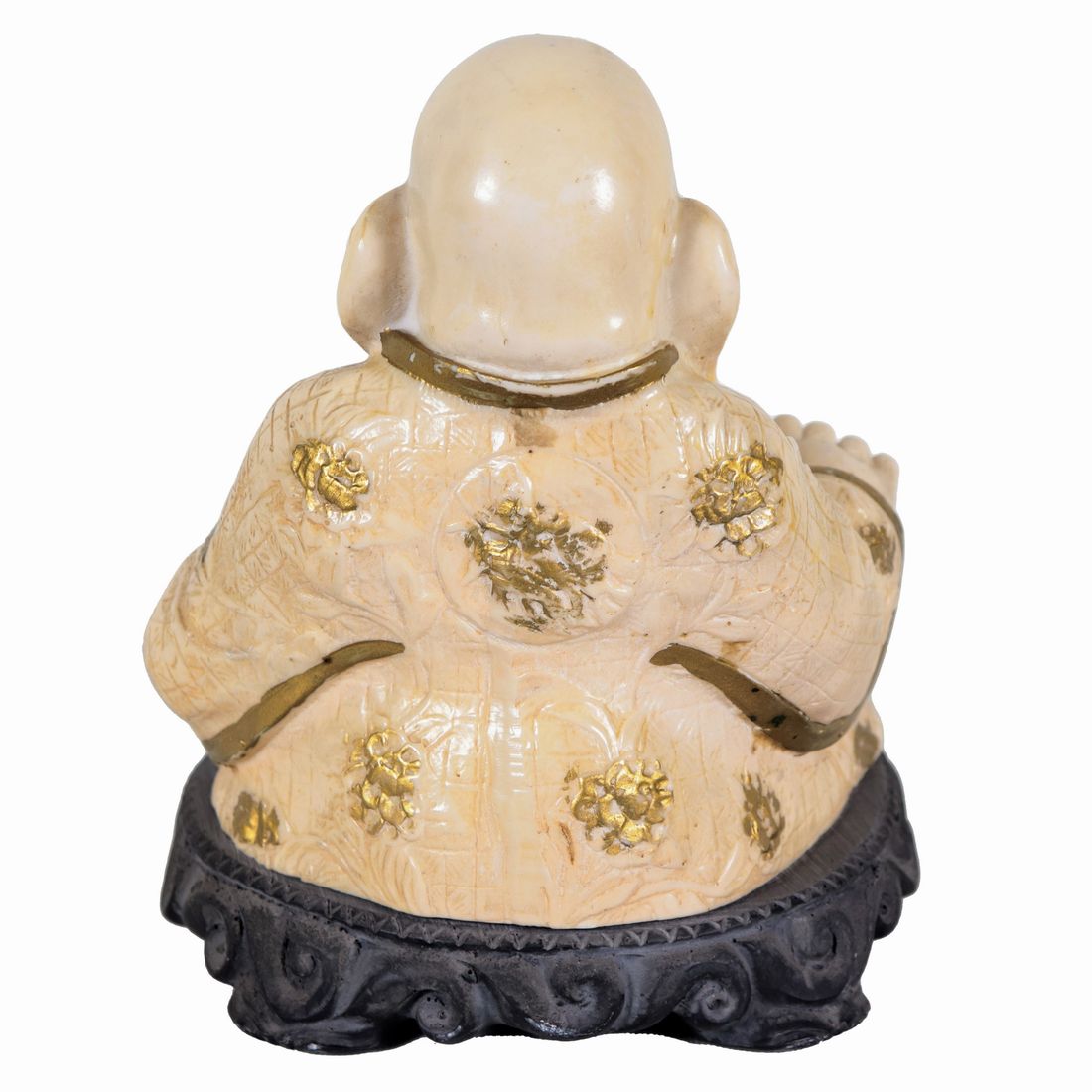 "Buddha", antica scultura in pietra dura bianca e oro