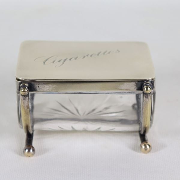 Decò cigarette case in crystal and silver metal