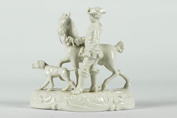 Porcelain group &quot;Knight with hunting dog&quot;