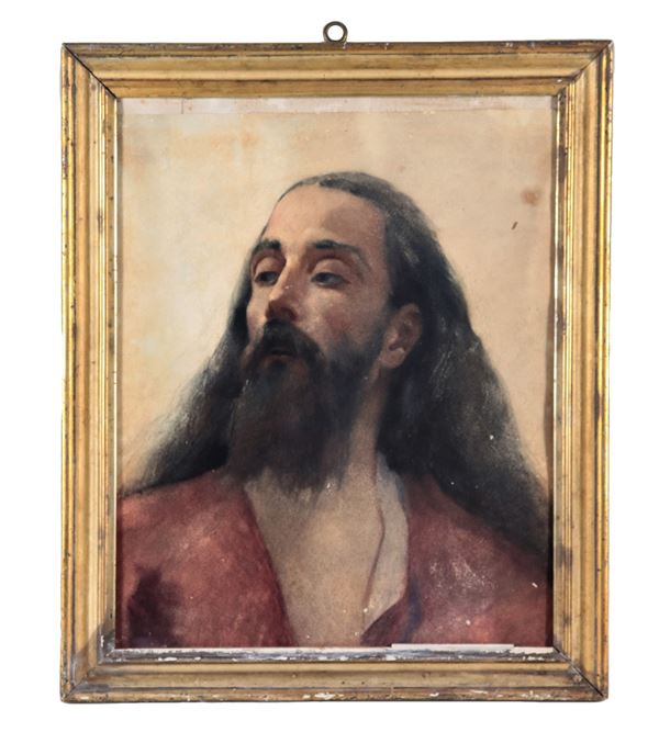 Pittore Italiano Fine XIX Secolo - "Ritratto di uomo con barba", pastello su carta