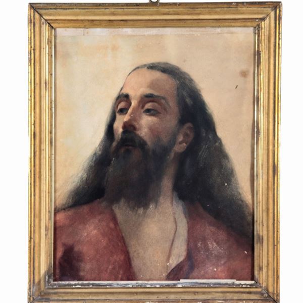 Pittore Italiano Fine XIX Secolo - "Ritratto di uomo con barba", pastello su carta