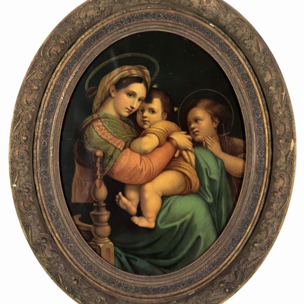 Stampa ovale a colori "La Madonna della seggiola"