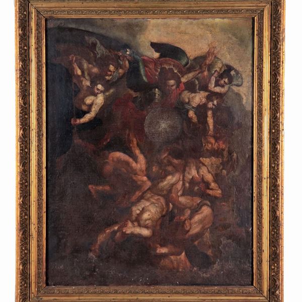 Scuola Italiana Inizio XVIII Secolo - "Il Giudizio Universale", dipinto ad olio su tela