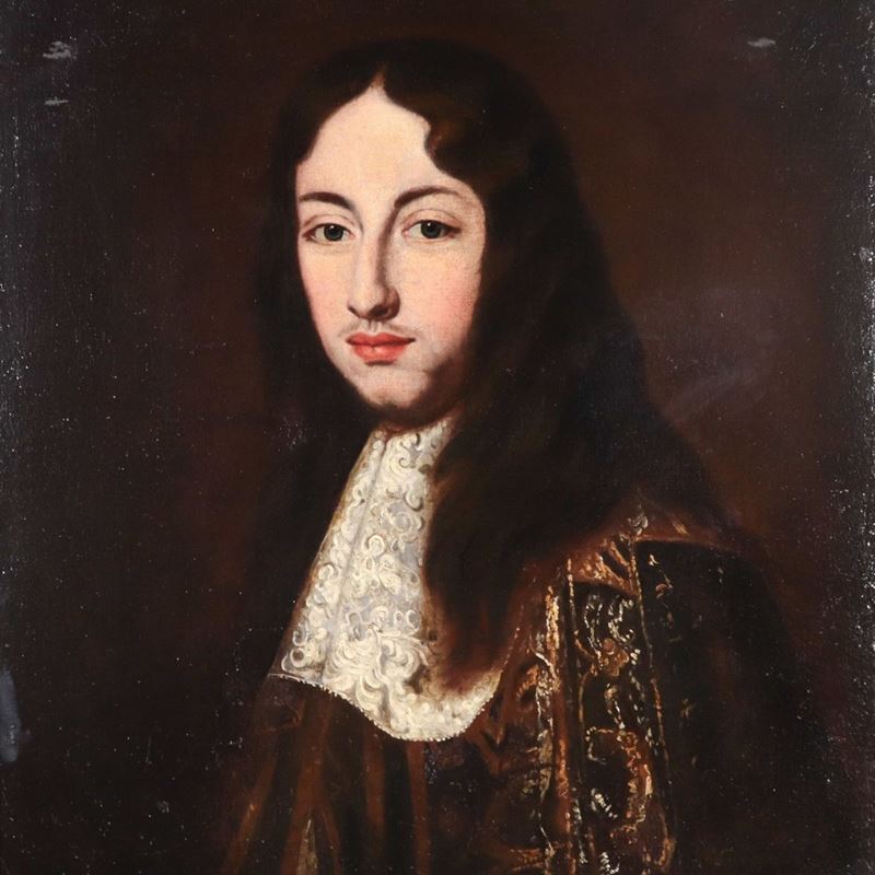 Allievo di. "Ritratto di giovane nobiluomo", dipinto ad olio su tela