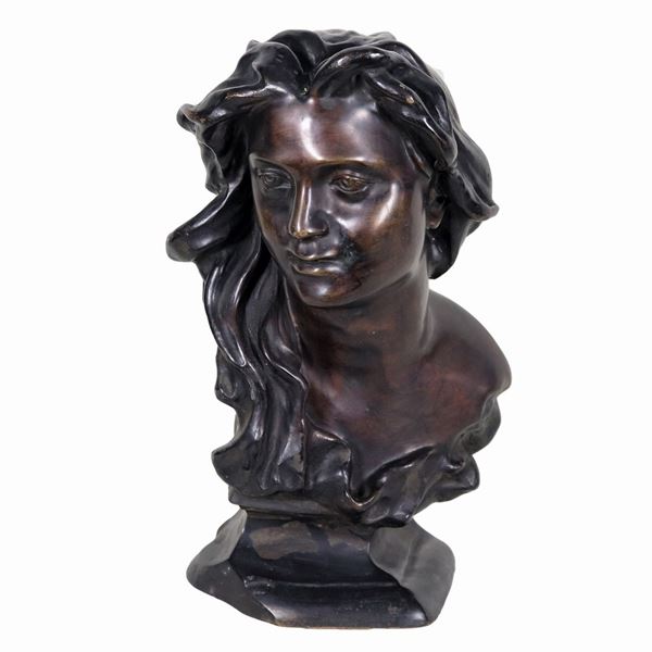 Vincenzo Gemito - Signed. "Anna's face", bronze sculpture