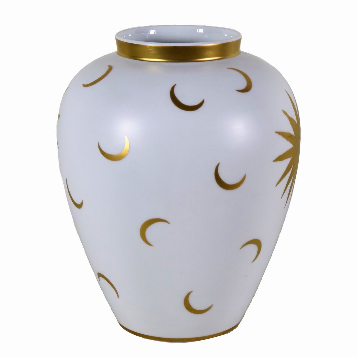 Vaso in porcellana di Rosenthal "Sole", con decorazioni in oro su fondo bianco. Edizione limitata...