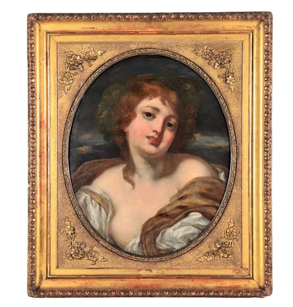 Scuola Italiana XVIII Secolo - "Ritratto di una giovane Lady", dipinto ad olio su tavola