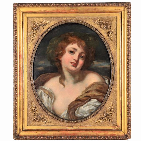Scuola Italiana XVIII Secolo - "Ritratto di una giovane Lady", dipinto ad olio su tavola