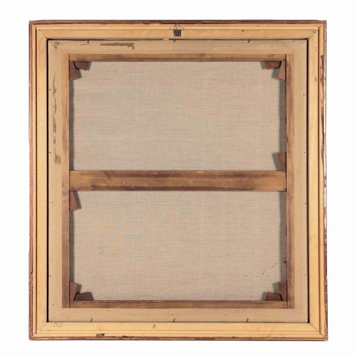 "Veduta di ruderi con cavaliere, carretto e armenti", dipinto ad olio su tela