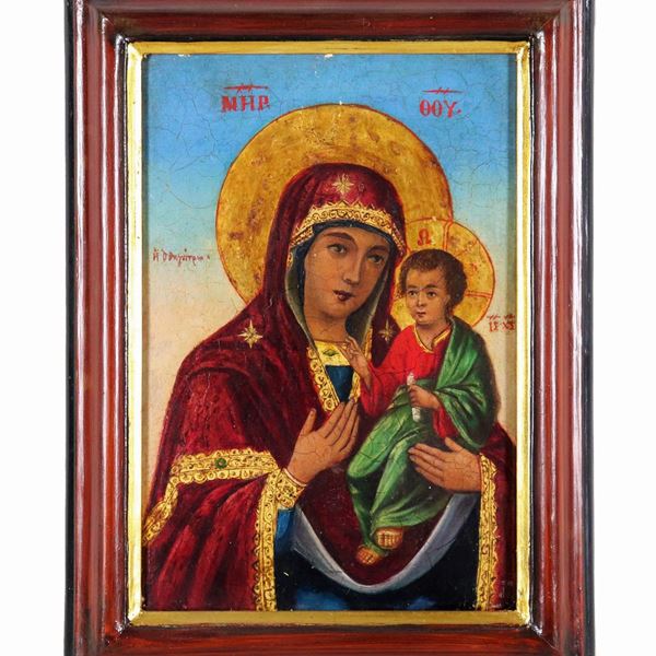 "Mother of God of Iver", ancient icon painted in oil on wood