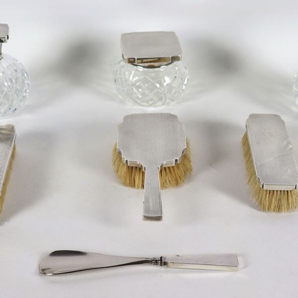 Guillochè silver toilet set Title 925 (7 pcs)