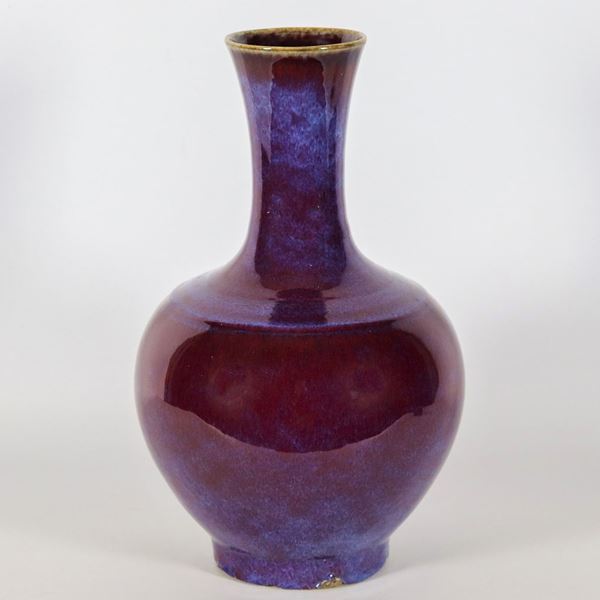 Vaso cinese a fiasca in porcellana sangue di bue