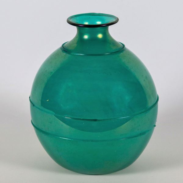 Murano blown glass vase in water green colour