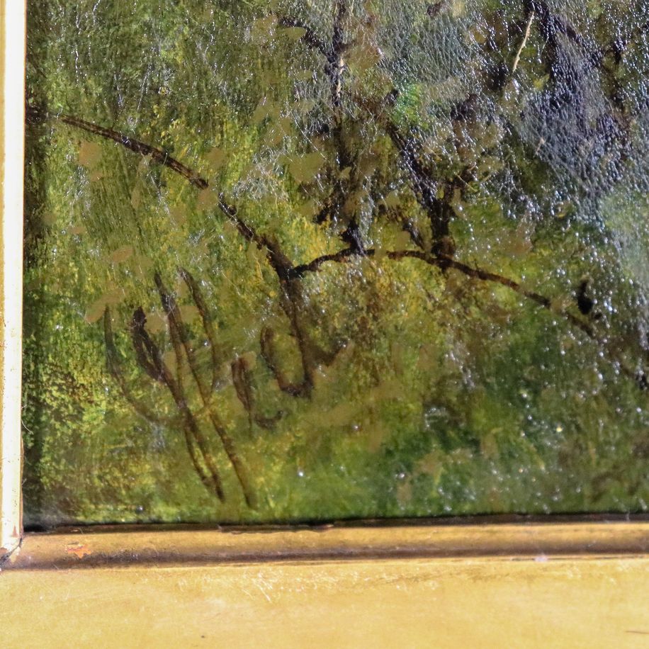 Firmato. "Mattina nebbiosa a Froggatt Edge", dipinto ad olio su tela
