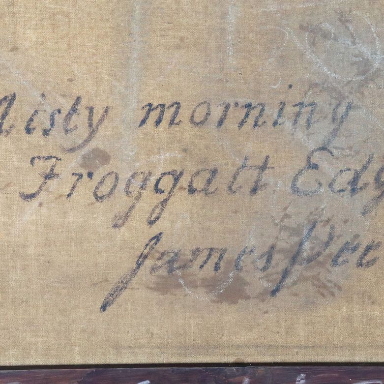 Firmato. "Mattina nebbiosa a Froggatt Edge", dipinto ad olio su tela