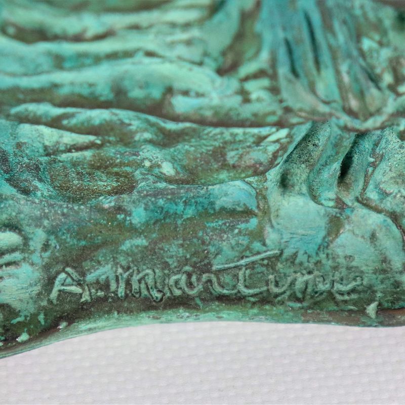 Firmata. "La Deposizione", scultura in bronzo patinato