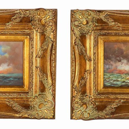 Scuola Italiana Inizio XX Secolo - "Naval battles", pair of small oil paintings on panel