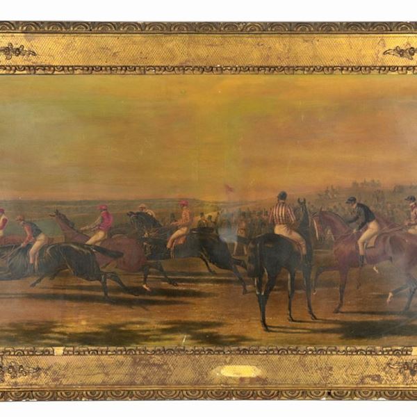 Old English color print "Start of the Gallop Race"